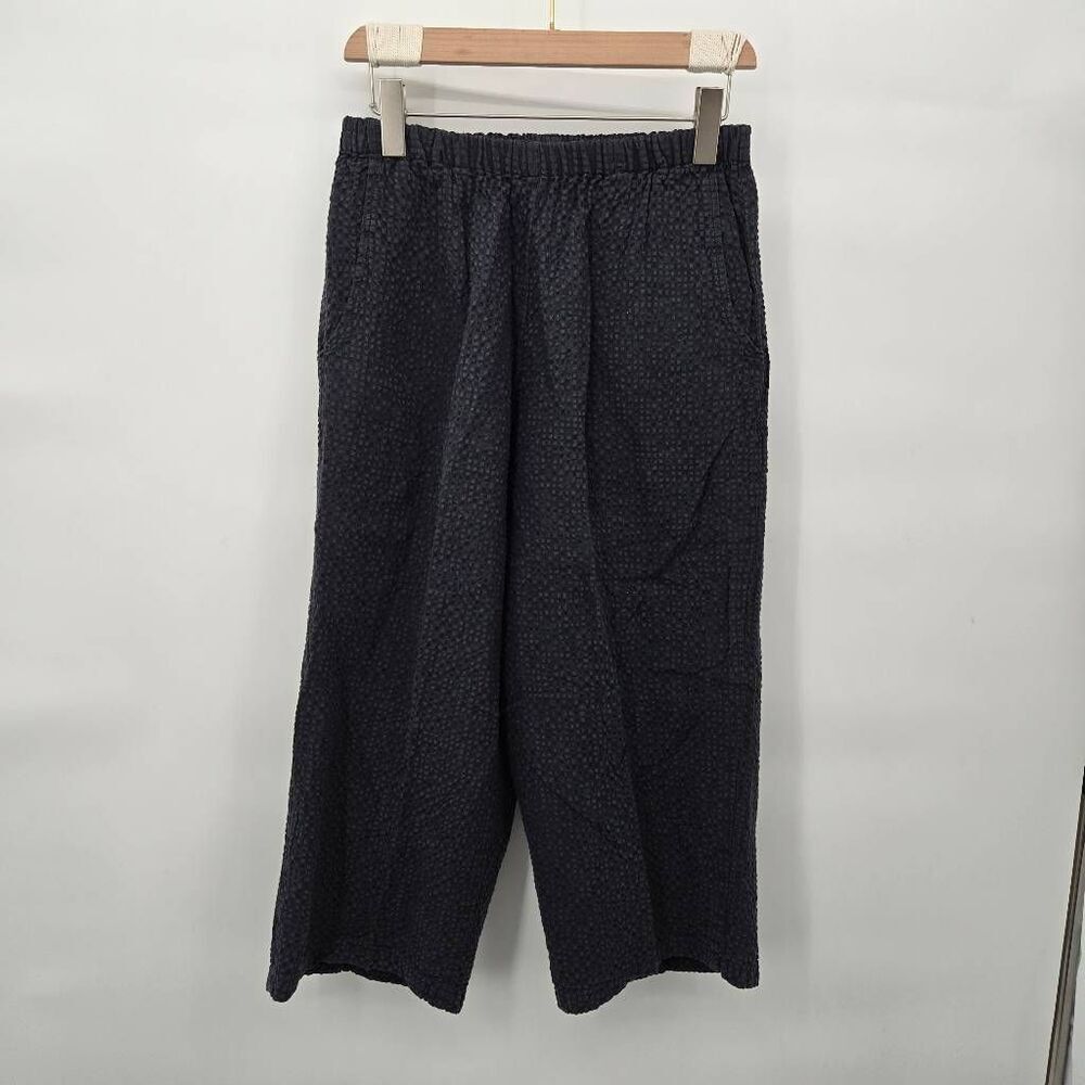 Flax Linen Cotton Blend Pants Size Small Black Textured Oversized